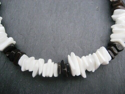 18'' puka shell necklace white and purple colors surf style natural sea |  eBay