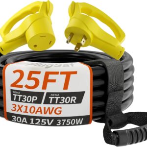 25 FT 30 Amp RV Extension Cord Outdoor with Grip Handle, Flexible Heavy Duty 10/3 Gauge STW RV Power Cord